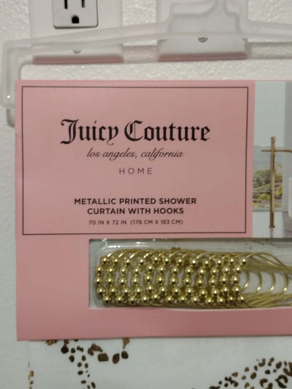 JUICY COUTURE SHOWER CURTAIN WITH HOOKS 70 X 72 JC LEOPARD  SHOWER CURTAIN NEW